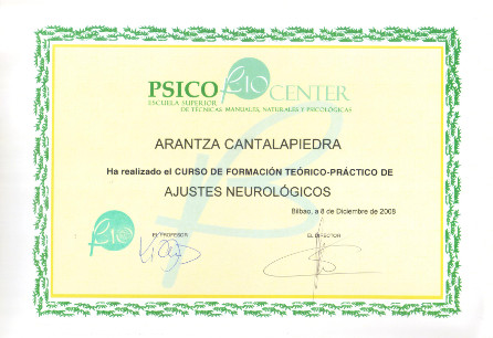 Diploma de Ajustes neurologicos masaje tivoli